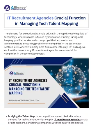 IT Recruitment Agencies Crucial Function in Managing Tech Talent Mapping