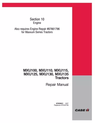 CASE IH MXU135 Tractor Service Repair Manual