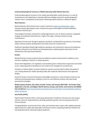Understanding Regional Variances in Mobile Operating Tables Market Dynamics