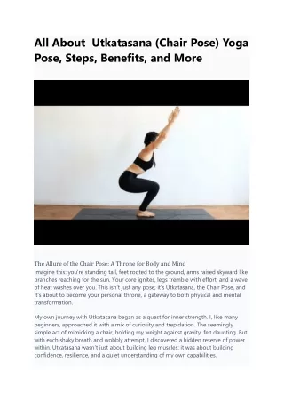 All About  Utkatasana (Chair Pose) Yoga Pose