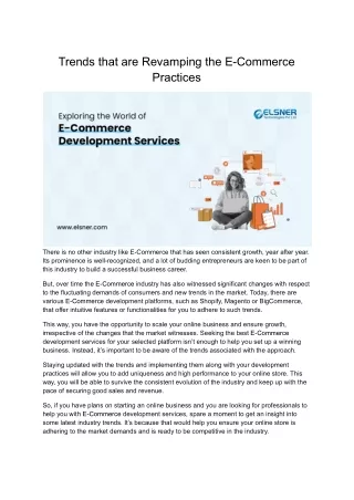 Trends that are Revamping the eCommerce Practices