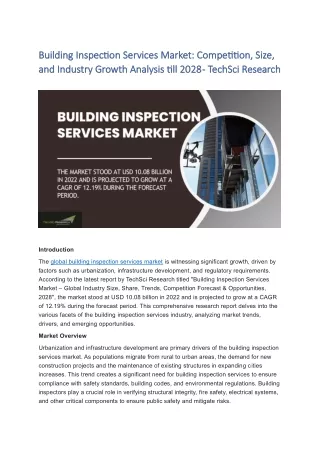 Building Inspection Services Market Competition, Size, and Industry Growth Analysis till 2028