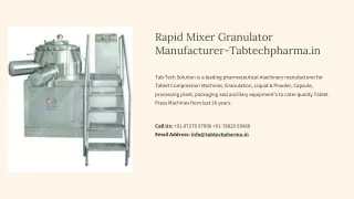 Rapid Mixer Granulator Manufacturer, Rapid Mixer Granulator Exporter in India