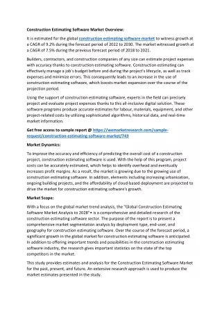 Construction Estimating Software Market Overview