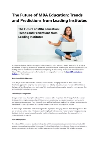 The Future of MBA Education Trends and Predictions from Leading Institutes