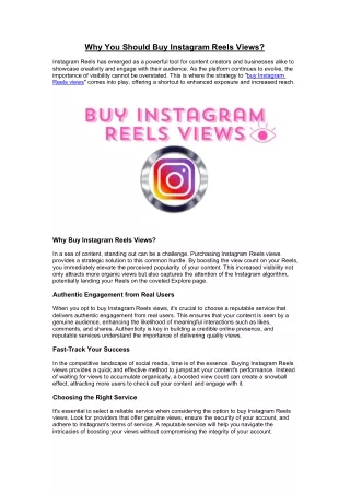 Why You Should Buy Instagram Reels Views