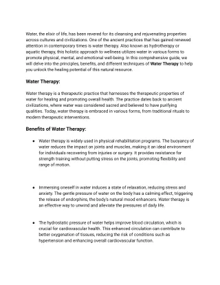Navigating Stress with Water Therapy :  Holistico.com