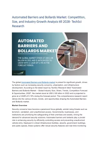 Automated Barriers and Bollards Market [2028]: Size, Share