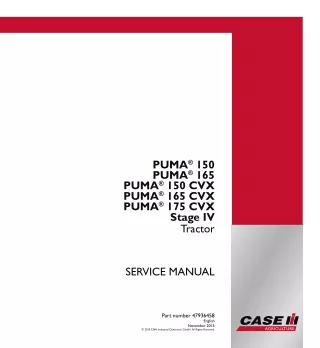 CASE IH PUMA 165 CVX Stage IV Tractor Service Repair Manual