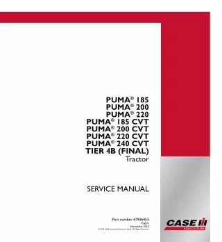 CASE IH PUMA 185 CVT TIER 4B (FINAL) Tractor Service Repair Manual