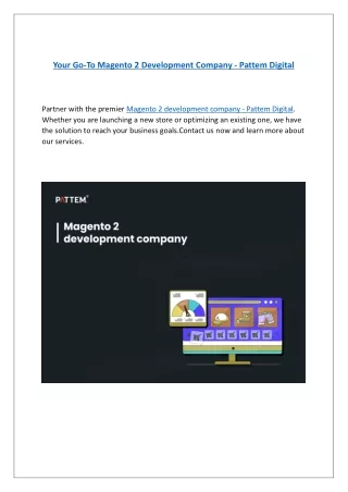 Your Go-To Magento 2 Development Company - Pattem Digital