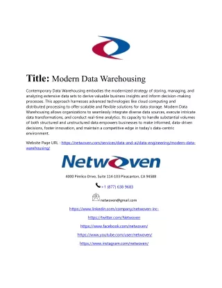 Modern Data Warehousing