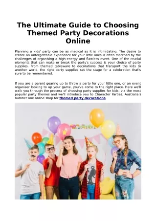The Ultimate Guide to Choosing Themed Party Decorations Online