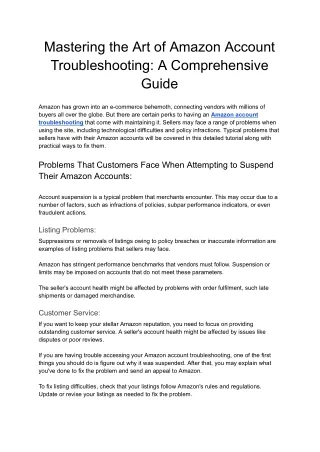 Mastering the Art of Amazon Account Troubleshooting_ A Comprehensive Guide - Google Docs