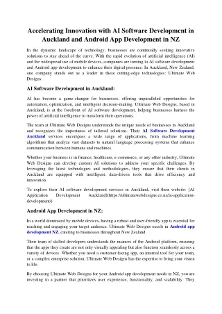 Accelerating Innovation with AI Software Development in Auckland and Android App Development in NZ
