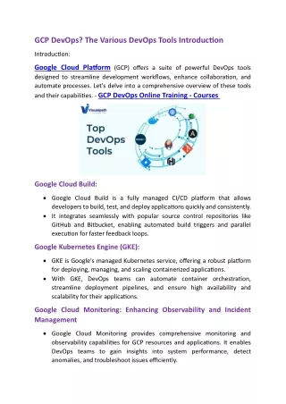 GCP DevOps Online Training - Courses  - GCP DevOps Training - India