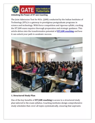 Unlocking the Power of IIT Jam Coaching