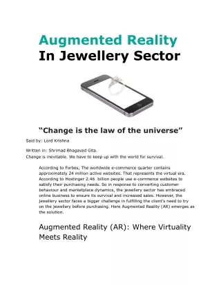 Effect of AR in jewelry sector