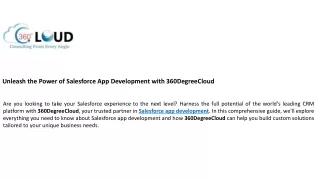 Salesforce Application Development 360 Degree Cloud