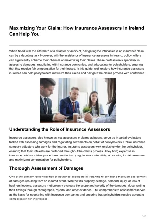 Maximizing Your Claim How Insurance Assessors in Ireland Can Help You