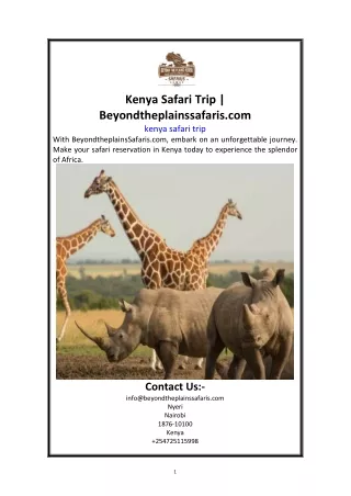 Kenya Safari Trip | Beyondtheplainssafaris.com