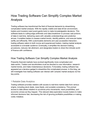 How Trading Software Can Simplify Complex Market Analysis