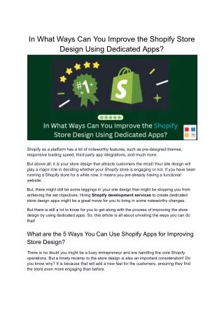Optimize Store Design with Shopify App Development Services