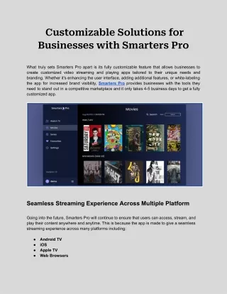 Customizable Solutions for Businesses with Smarters Pro