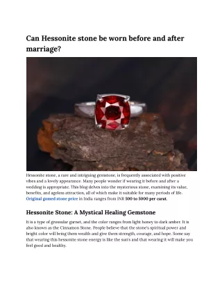 Can Hassonite stone be worn before and after marriage