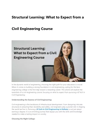 Structural Learning What to Expect from a Civil Engineering Course