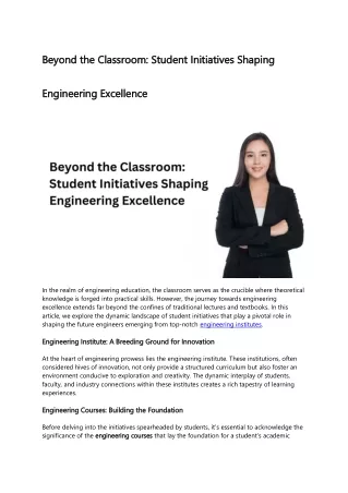 Beyond the Classroom Student Initiatives Shaping Engineering Excellence