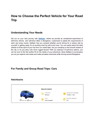 How to Choose the Perfect Vehicle for Your Road Trip