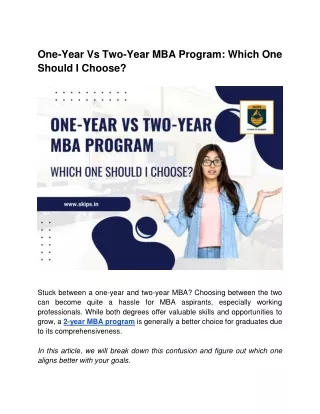 One-Year Vs Two-Year MBA Program_ Which One Should