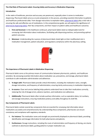 The Vital Role of Pharmacist Labels