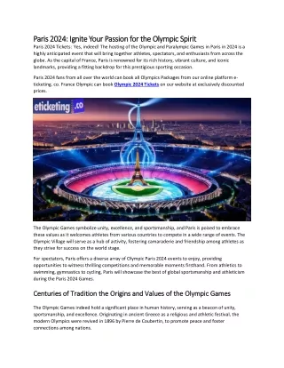 Paris 2024 Ignite Your Passion for the Olympic Spirit