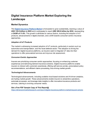 Digital Insurance Platform Market Exploring the Landscape