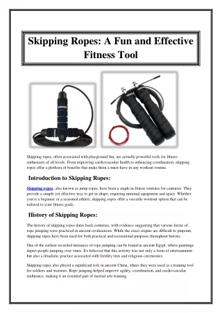 Skipping Ropes A Fun and Effective Fitness Tool