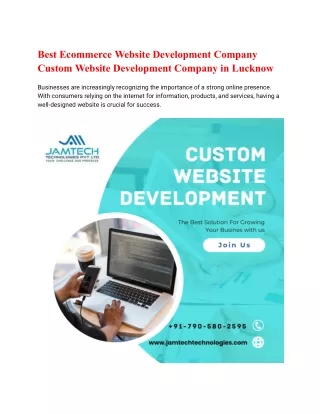 Best Ecommerce Website Development Company  Custom Website Development Company in Lucknow