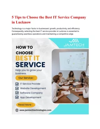 5 Tips to Choose the Best IT Service Company in Lucknow