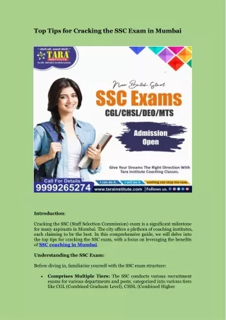 Top Tips for Cracking the SSC Exam in Mumbai