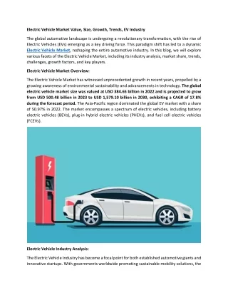 Electric Vehicle Market Value, Size, Growth, Trends, EV Industry