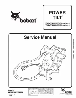 Bobcat PTX3 Power Tilt Service Repair Manual SN 223600101 And Above