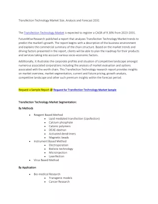 Transfection Technology Market Size, Analysis and Forecast 2031