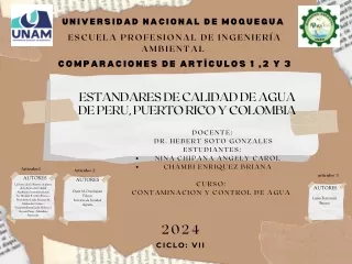 mapa conceptual de estándares de calidad de agua de Puerto Rico, Peru y Colombia