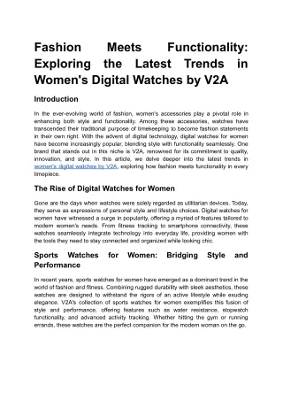 Fashion Meets Functionality_ Exploring the Latest Trends in Women's Digital Watches by V2A