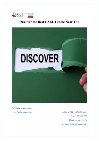 Discover the Best CAEL Centre Near You