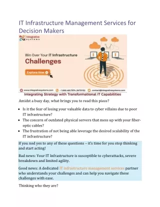 IT Infrastructure Management Services for Decision Makers