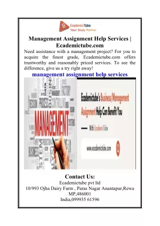 Management Assignment Help Services  Ecademictube.com