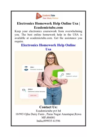 Electronics Homework Help Online Usa  Ecademictube.com