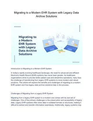 Migrating to a Modern EHR System with Legacy Data Archive Solutions